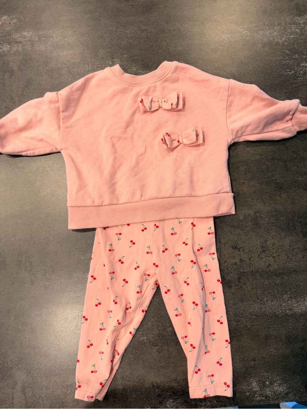 Carter's Pink Cherry Pajama Set with Bow Details